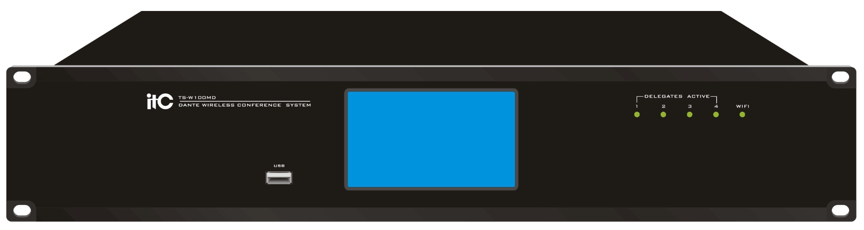 Беспроводная конференц-система ITC TS-W100MD Контроллер с Dante б/п TS-W100MD цифровой контроллер для проводных и беспроводных конференц-систем, поддержка Dante